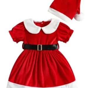 Mrs Claus Red Christmas Dress with Hat