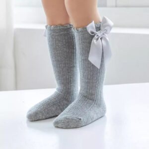Kids Grey Bow Socks