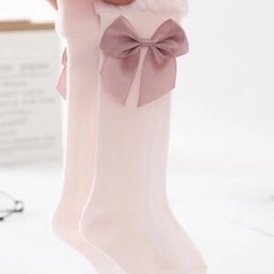 Kids Pink Socks with mink bow